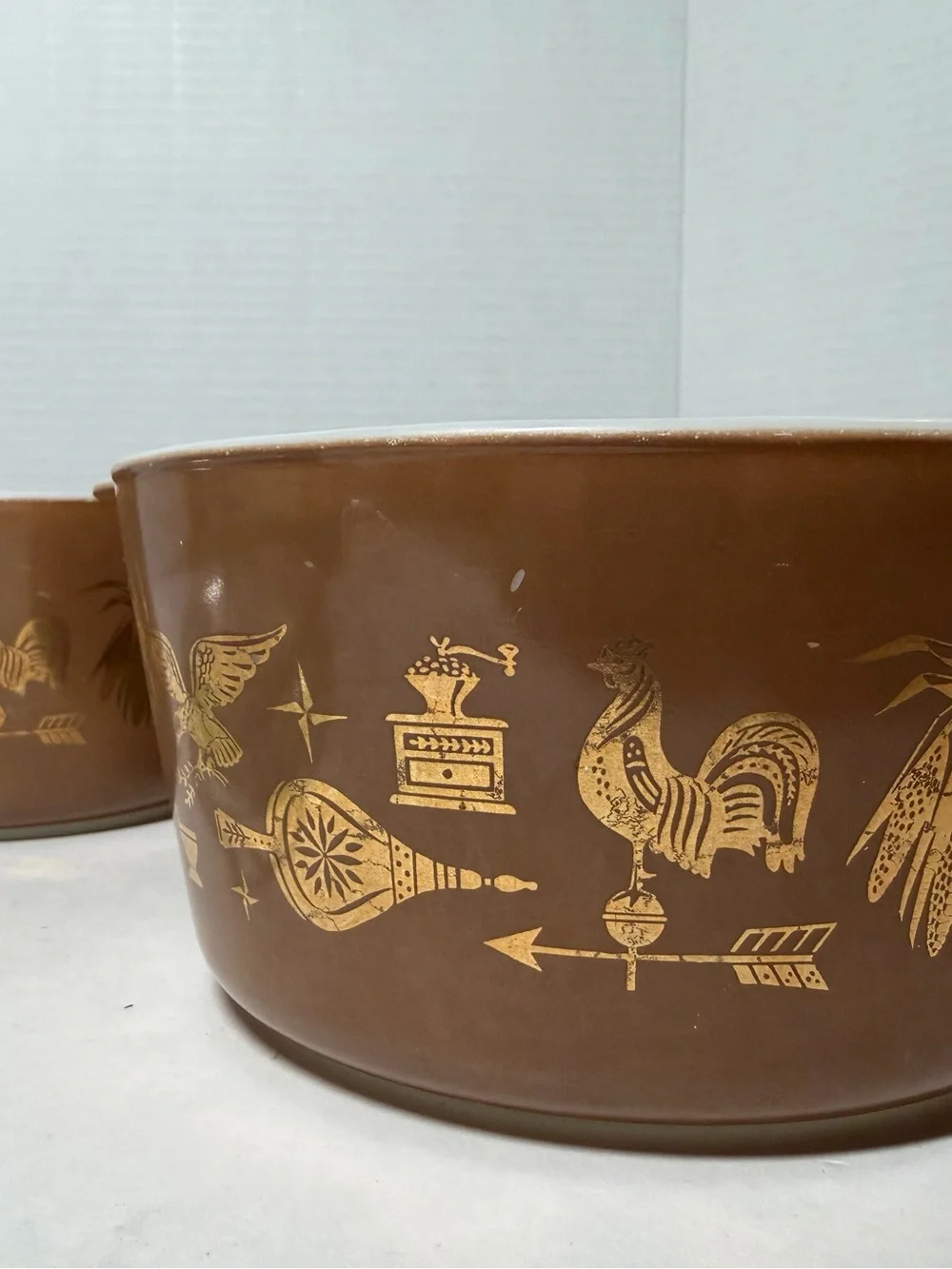 Vintage Pyrex Americana -  Brown Gold 1960s casserole dishes